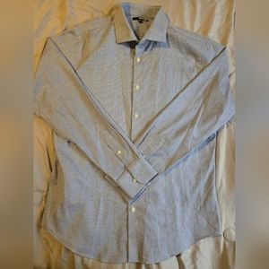 Men's Murano White With Blue Design  Dress Shirt L